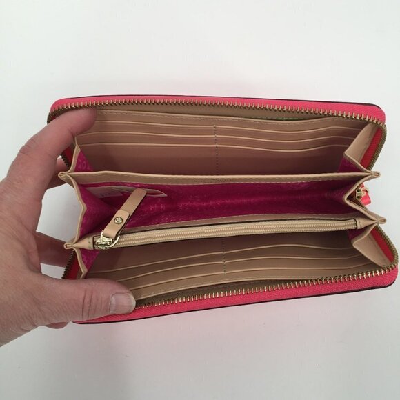 Kate Spade Wellesley Hot Rose leather Zip continental wallet pink zipper Neda - Picture 4 of 5